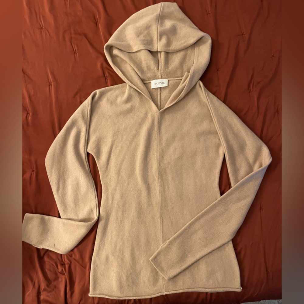 SportMax MaxMara Beige Cashmere Blend Centro Hooded Sweater